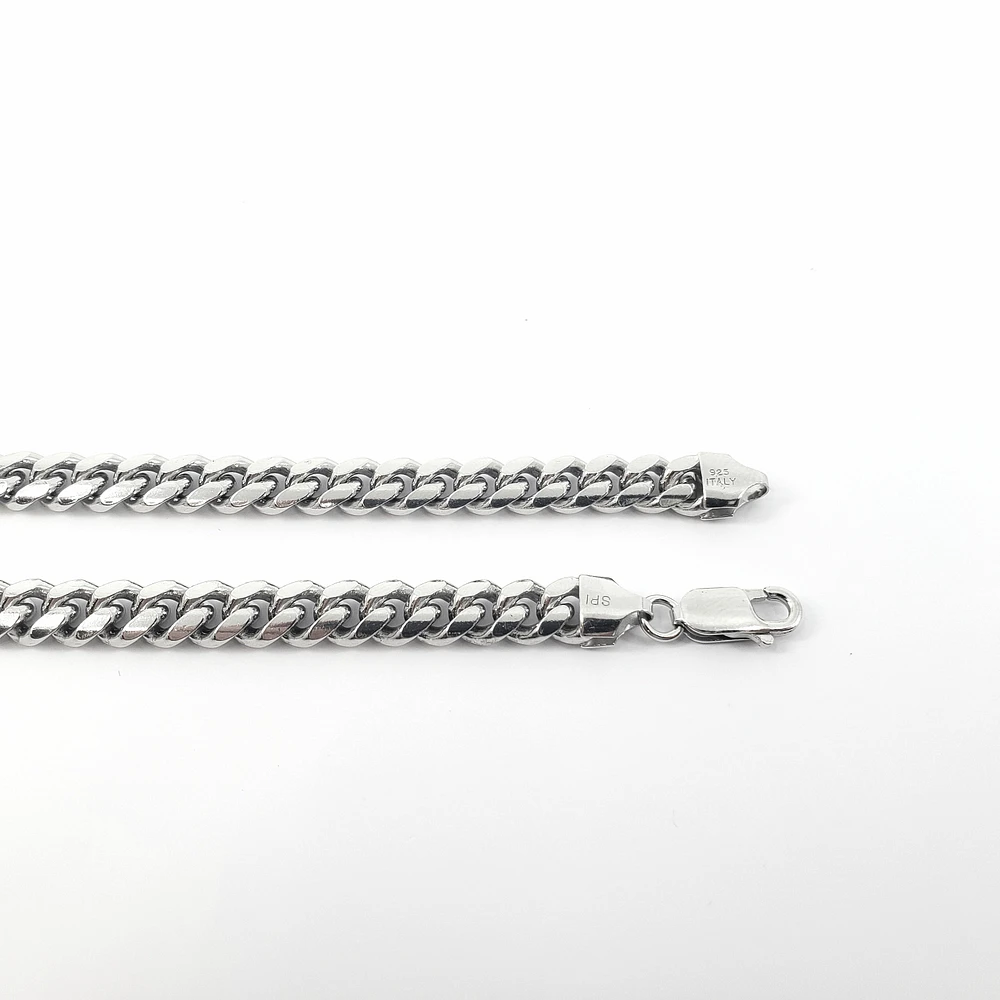 925 Sterling Silver Miami Cuban Rhodium Plated Bracelet with Lobster Clasp