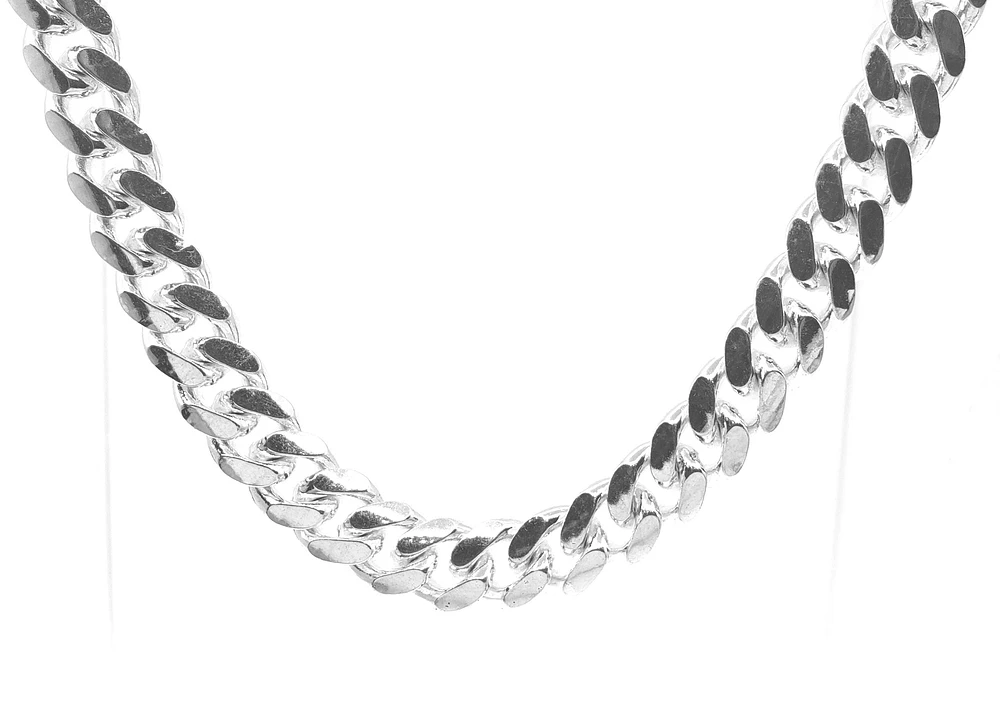 925 Sterling Silver Miami Cuban Rhodium Plated Bracelet with Lobster Clasp