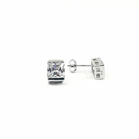 925 Sterling Silver Cubic Zirconia Stud with Butterfly Backs - 9mm x 7mm
