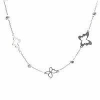 10K White Gold Butterfly Anklet Design with Lobster Clasp - 10 Inches