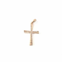 10K Rose Gold Cubic Zirconia Cross - 20mm x 14mm