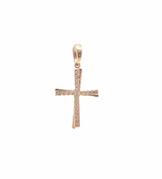 10K Rose Gold Cubic Zirconia Cross - 20mm x 14mm