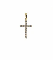 10K Yellow Gold Cubic Zirconia Cross - 16mm x 10mm