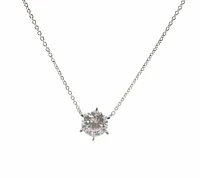 925 Sterling Silver 8mm Cubic Zirconia Solitaire Necklace - 18 Inches