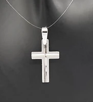 10K White Gold Cross Charm - 16mm x 10mm