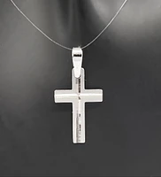 10K White Gold Cross Charm - 13mm x 9mm