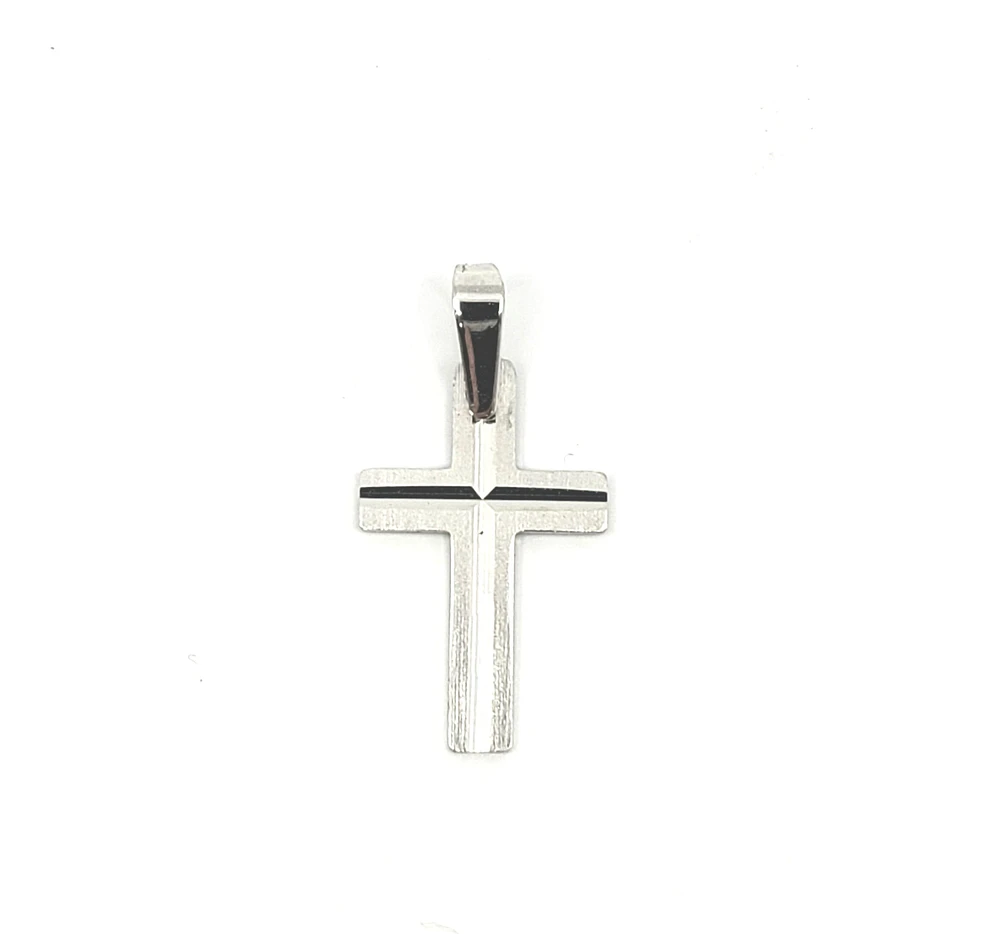 10K White Gold Cross Charm - 13mm x 9mm