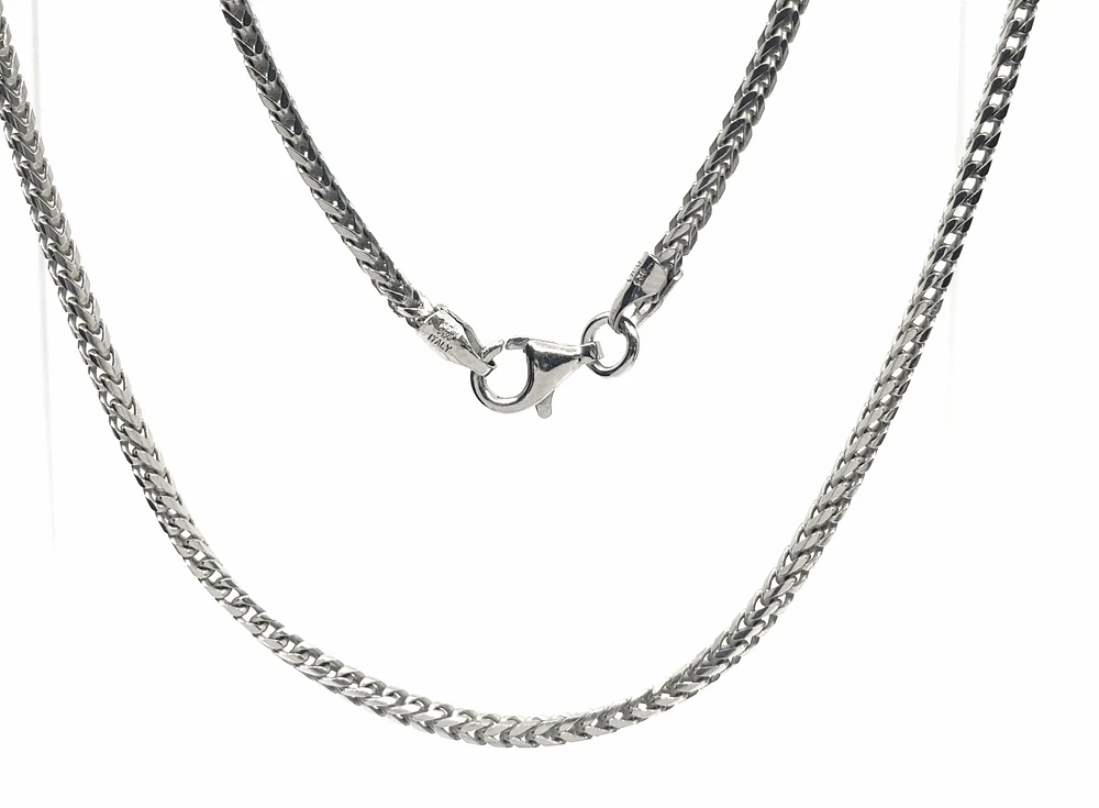 925 Sterling Silver 2.4mm Rhodium Plated Franco Chain - 22 Inches
