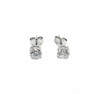 925 Sterling Silver 8mm Cubic Zirconia with 4 Claw Setting Stud Earrings