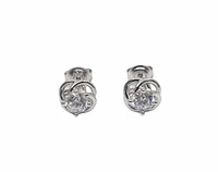925 Sterling Silver 5mm Cubic Zirconia Knot Stud - 8mm x 8mm