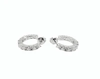 925 Sterling Silver 3.5mm Cubic Zirconia Half Hoop Studs - 18mm