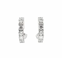 925 Sterling Silver 3.5mm Cubic Zirconia Half Hoop Studs - 18mm