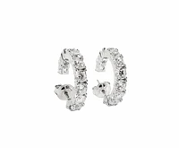 925 Sterling Silver 3.5mm Cubic Zirconia Half Hoop Studs - 18mm