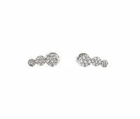 925 Sterling Silver Cubic Zirconia 3 Tier Drop Stud Earrings - 12mm x 5mm