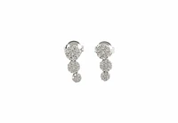 925 Sterling Silver Cubic Zirconia 3 Tier Drop Stud Earrings - 12mm x 5mm