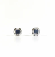 925 Sterling Silver Blue and Clear Cubic Zirconia Stud Earrings - 8mm x 8mm