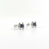 925 Sterling Silver Blue and Clear Cubic Zirconia Stud Earrings - 8mm x 8mm