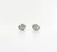 925 Sterling Silver Cubic Zirconia Pave Heart Stud - 7mm x 7mm
