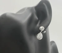925 Sterling Silver Cubic Zirconia Drop Stud Earrings - 20mm x 8.5mm