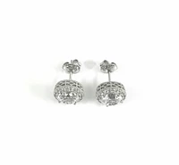 925 Sterling Silver 7mm Cubic Zirconia with Halo Studs - 10mm