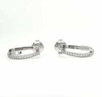 925 Sterling Silver Cubic Zirconia Double Channel Half Hoops - 14mm x 12mm