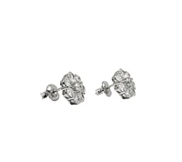 925 Sterling Silver Cubic Zirconia Floral Stud Earrings - 10.5mm