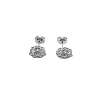 925 Sterling Silver Cubic Zirconia Floral Stud Earrings - 10.5mm
