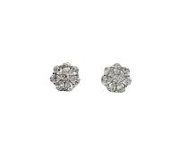 925 Sterling Silver Cubic Zirconia Floral Stud Earrings - 10.5mm
