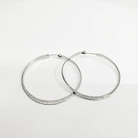 Sterling Silver Hammered Textured Hoop Earrings 39mm