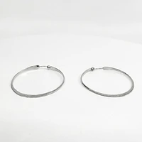 Sterling Silver Hammered Textured Hoop Earrings 39mm
