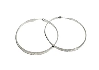 Sterling Silver Hammered Textured Hoop Earrings 39mm