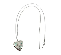 925 Sterling Silver Locket with Cubic Zirconia Cross and Decals with Chain - 18 Inches