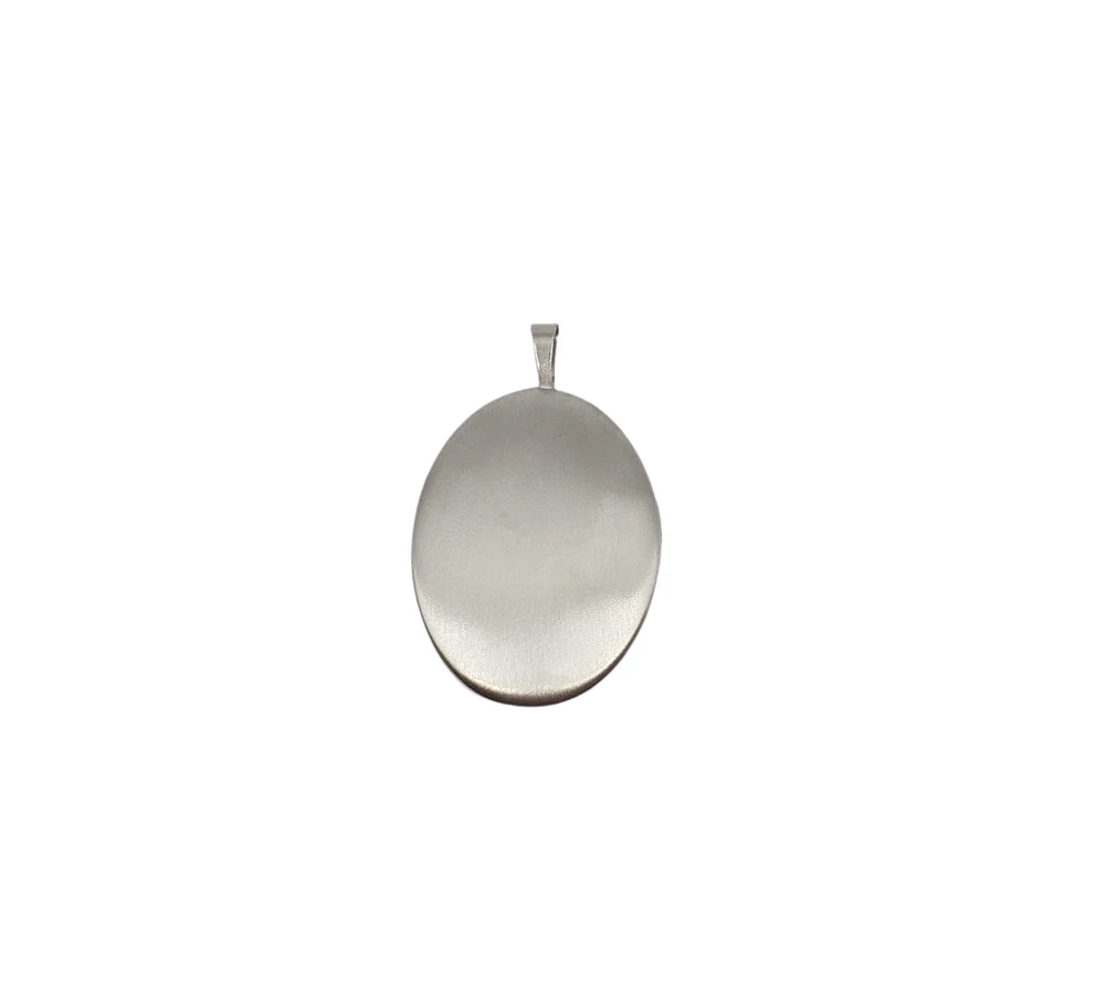 925 Sterling Silver Polished Front and Brushed Back Oval Locket - 20mm x 15mm