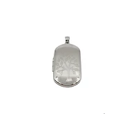 925 Sterling Silver Family Tree Engraved Rectangular Locket - 30mm x 18mm