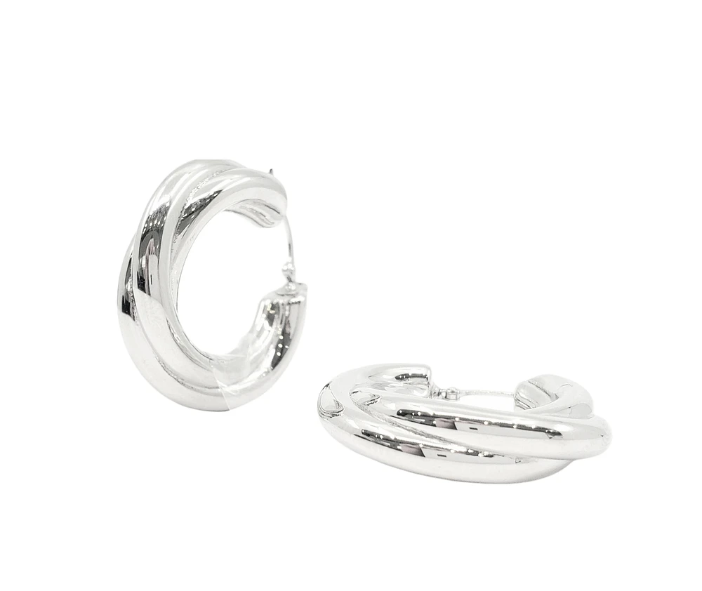 Sterling Silver Hoop Earrings 28mm