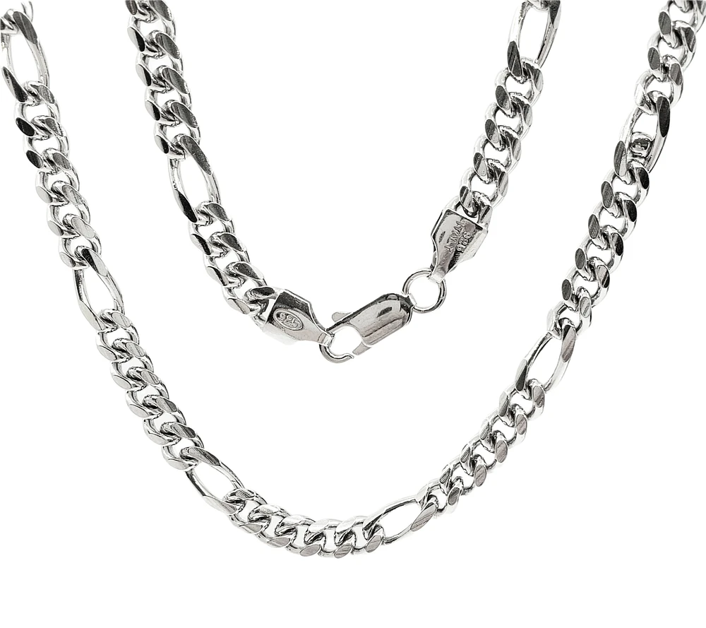 925 Sterling Silver 4.8mm Rhodium Plated Miami Cuban Figaro
