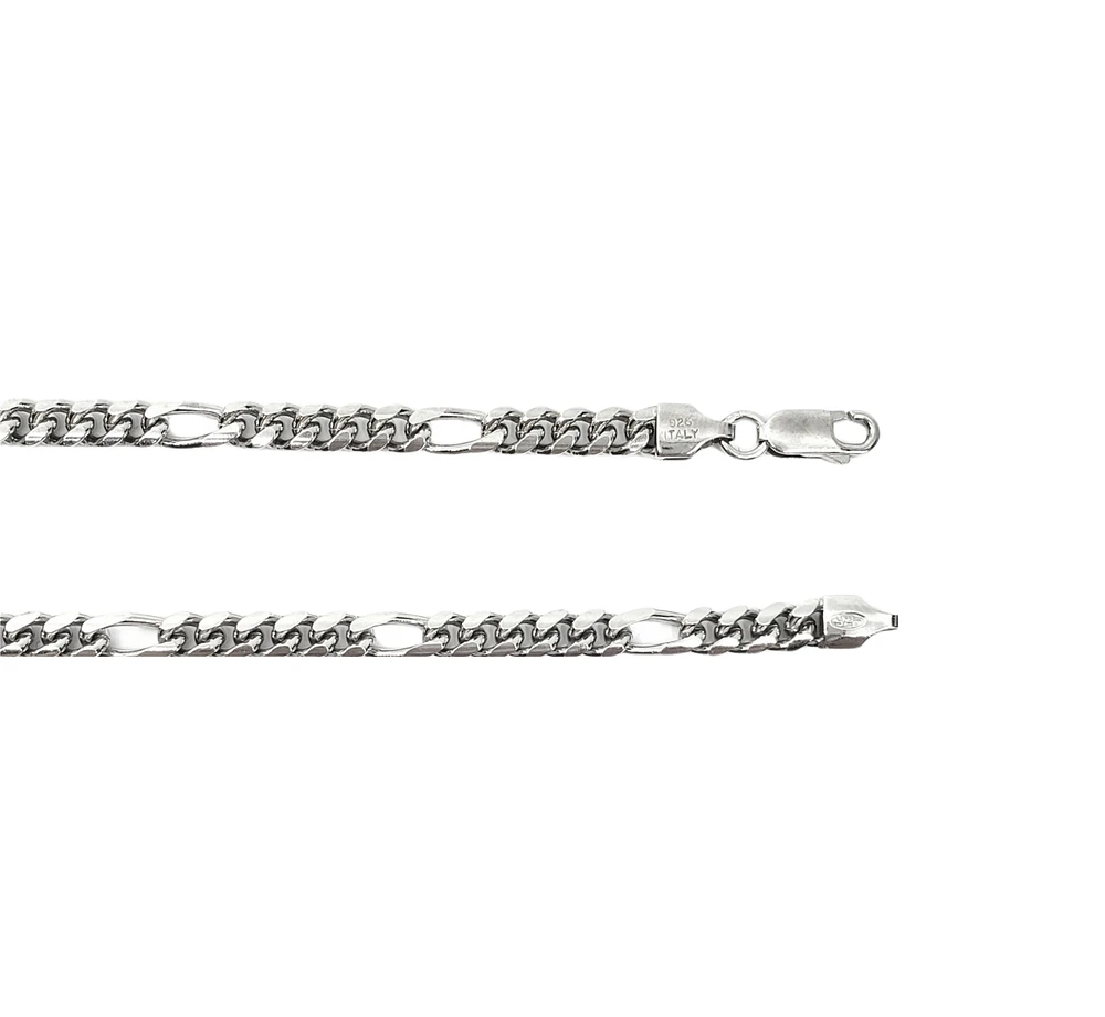 925 Sterling Silver 4.8mm Rhodium Plated Miami Cuban Figaro