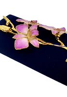 24K Gold Dipped Lacquered Genuine Lilac and White Real Orchid Stem
