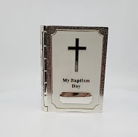 Silver Plated White Bible Trinket Box - Baptism