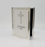 Silver Plated White Bible Trinket Box - Baptism