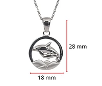 925 Sterling Silver 0.015cttw Canadian Diamond Mother and Baby Orca Whale Pendant