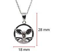925 Sterling Silver 0.015cttw Canadian Diamond Great Snowy Owl Pendant