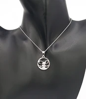 925 Sterling Silver 0.015cttw Canadian Diamond Great Snowy Owl Pendant