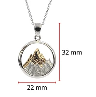 925 Sterling Silver and Gold Plated 0.015cttw Canadian Diamond Mountain Pendant