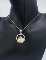 925 Sterling Silver and Gold Plated 0.015cttw Canadian Diamond Mountain Pendant