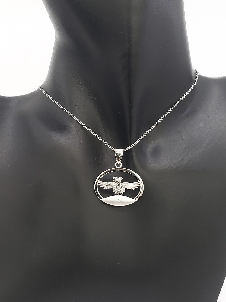 925 Sterling Silver 0.015cttw Canadian Diamond Thunderbird Pendant