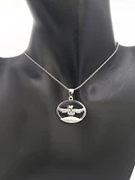 925 Sterling Silver 0.015cttw Canadian Diamond Thunderbird Pendant