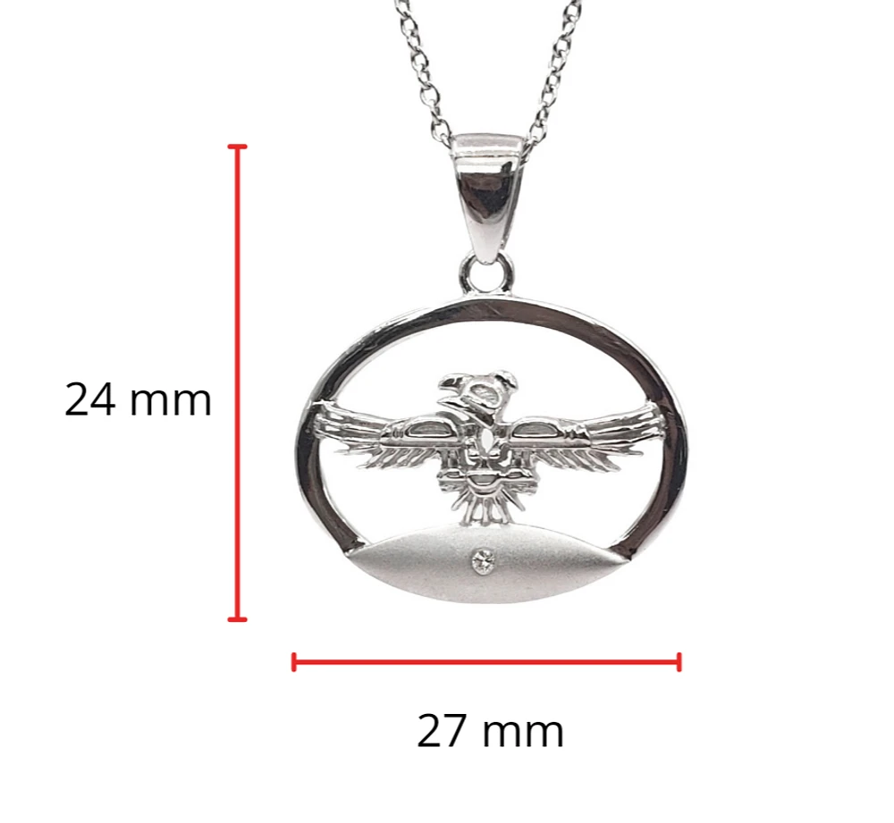 925 Sterling Silver 0.015cttw Canadian Diamond Thunderbird Pendant