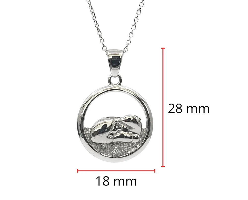 925 Sterling Silver 0.015cttw Canadian Diamond Sleeping Mother Bear and Cub Pendant