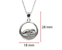 925 Sterling Silver 0.015cttw Canadian Diamond Sleeping Mother Bear and Cub Pendant